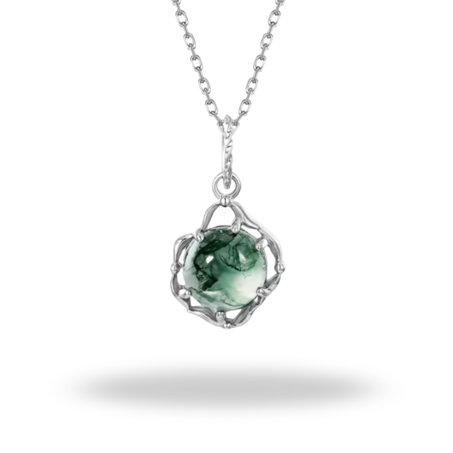 Collar de Ágata Musgo en Plata 925 – Brillo natural y atemporal