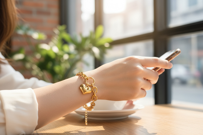 Pulsera Heart Luxe 18K | Elegancia Dorada