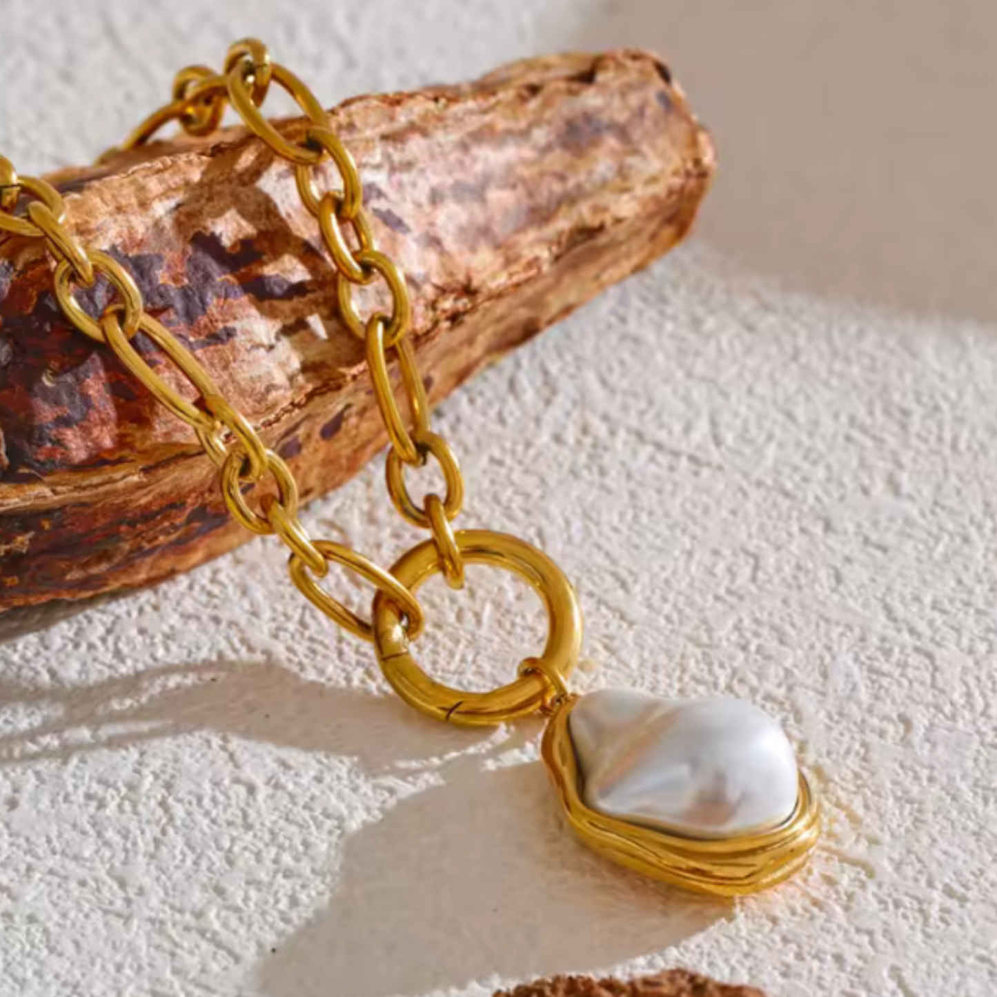 Collar Dorado Perla Barroca 18K | Acero inoxidable