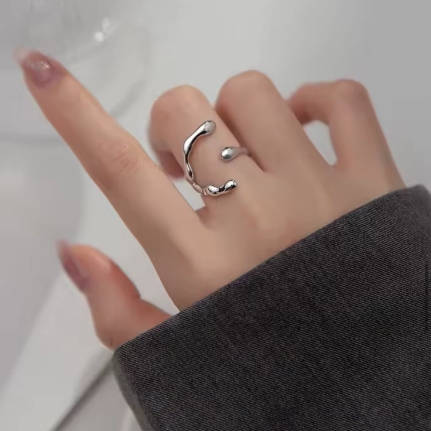 Duo Anillos Irregulares en Plata 925 | Perla Barroca & Minimalista