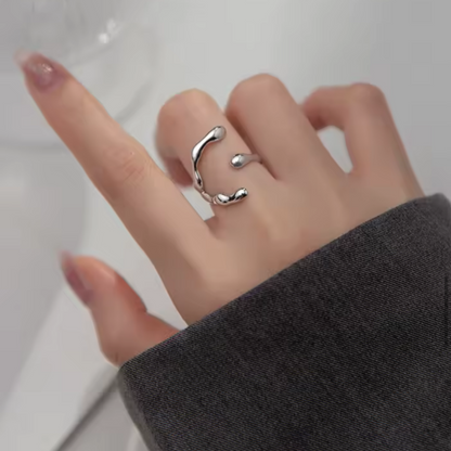 Duo Anillos Irregulares en Plata 925 | Perla Barroca & Minimalista