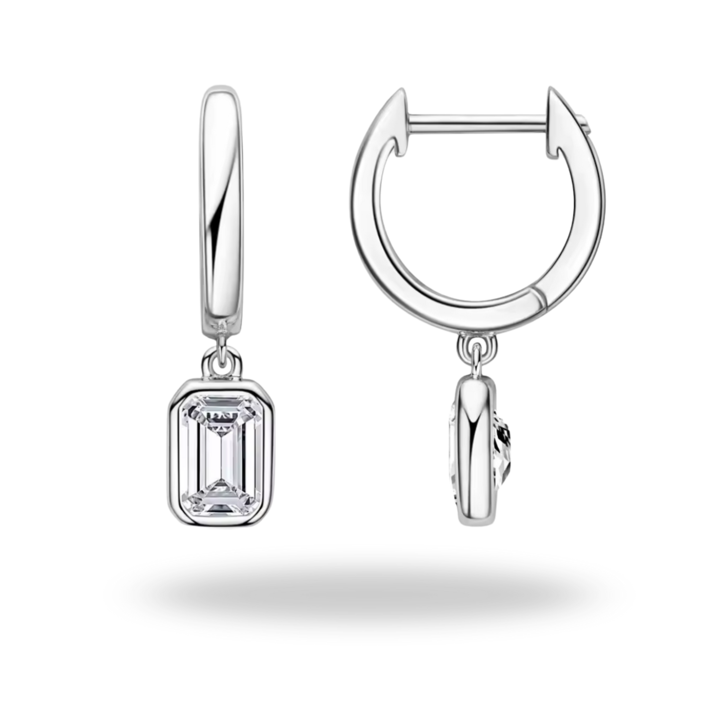 Pendientes Moissanite Corte Esmeralda en Plata 925 | Lujo Atemporal