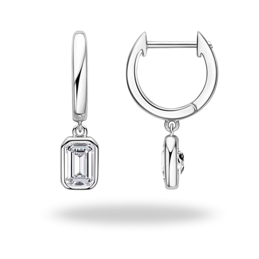 Pendientes Moissanite Corte Esmeralda en Plata 925 | Lujo Atemporal