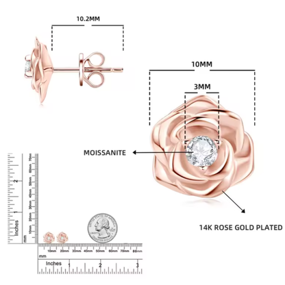 Pendientes Flor de Moissanita | Elegancia en Rosa