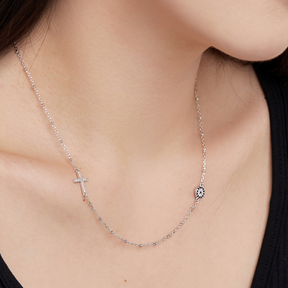 Collar Ojo Azul & Cruz | Plata 925