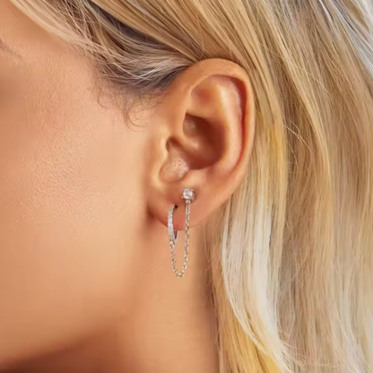 Pendientes dorados S925 | cadena y circonitas