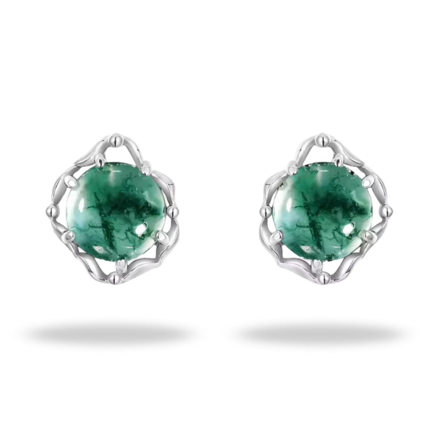 Pendientes de Ágata Musgo en Plata 925 – Elegancia natural