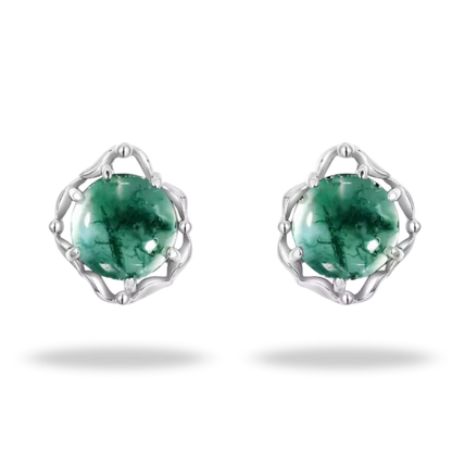 Pendientes de Ágata Musgo en Plata 925 – Elegancia natural