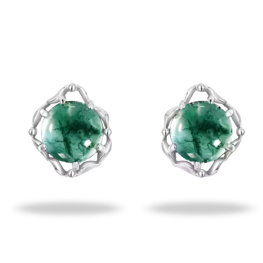 Pendientes de Ágata Musgo en Plata 925 – Elegancia natural