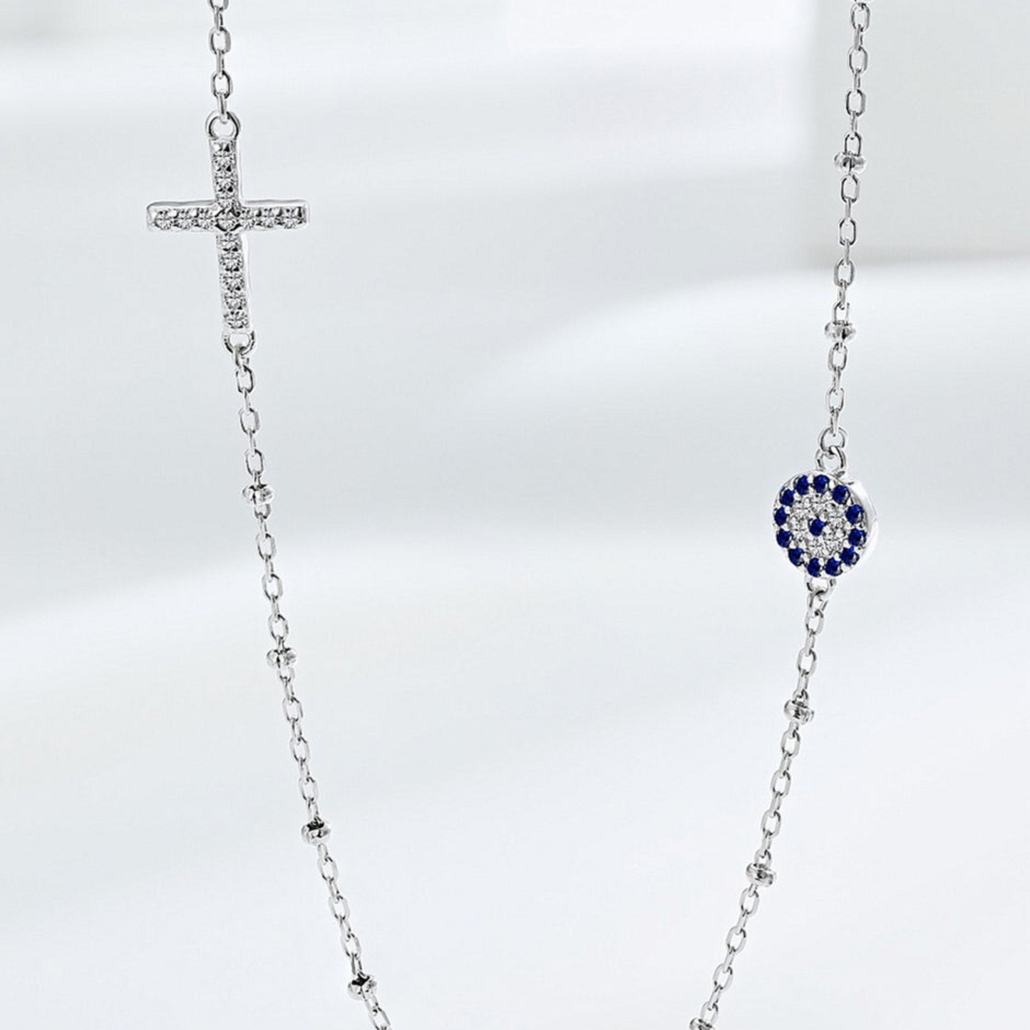 Collar Ojo Azul & Cruz | Plata 925