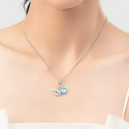 Collar Mano de Fátima y Ojo Azul | Plata 925