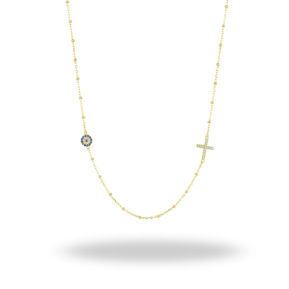 Collar Ojo Azul & Cruz | Plata 925