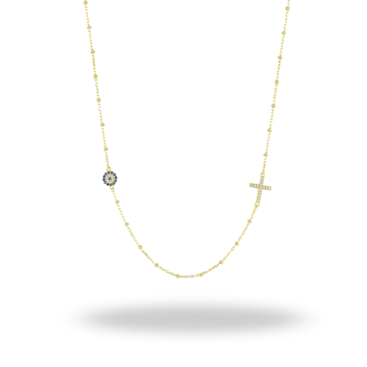 Collar Ojo Azul & Cruz | Plata 925