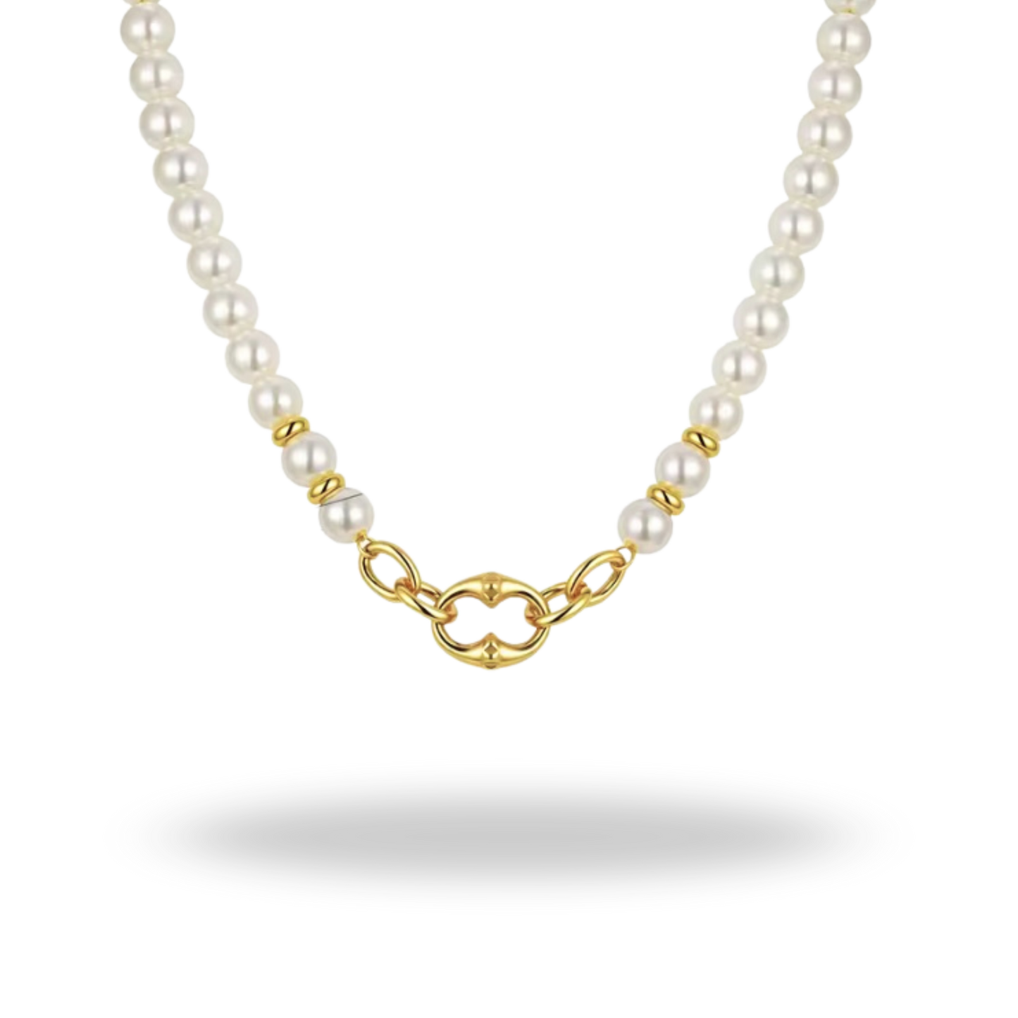 Collar de Perlas Elegantes con Acero Inoxidable y Oro 18K