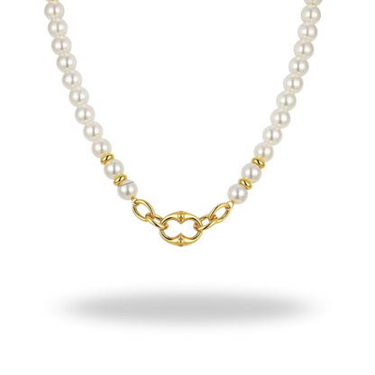 Collar de Perlas Elegantes con Acero Inoxidable y Oro 18K