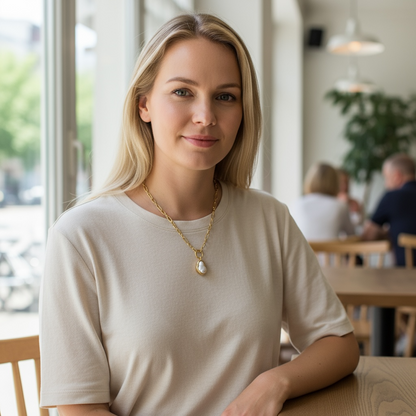 Collar Dorado Perla Barroca 18K | Acero inoxidable