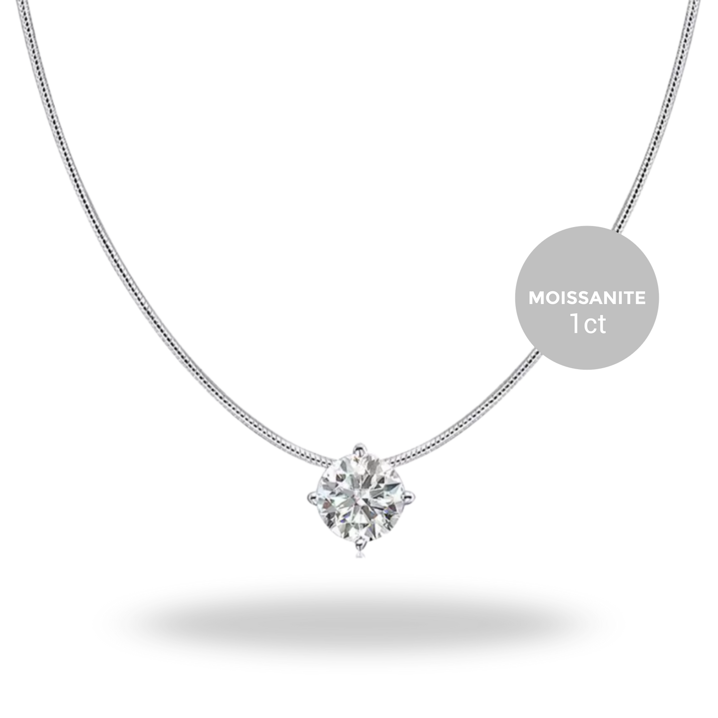 Collar Solitario Moissanita Certificada | 0,5 ct · 1 ct · 2 ct