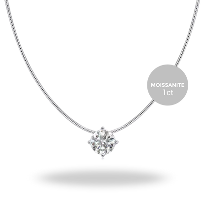 Collar Solitario Moissanita Certificada | 0,5 ct · 1 ct · 2 ct