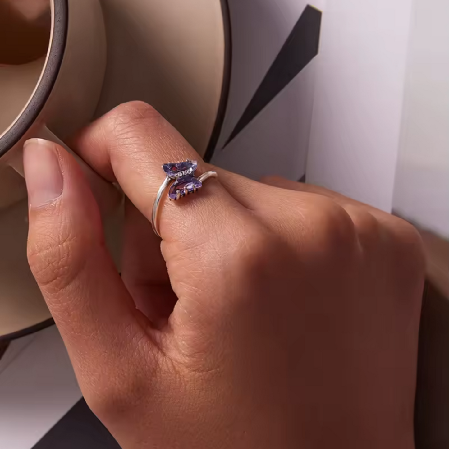 Anillo Mariposa Púrpura en Plata 925 – Símbolo de Transformación