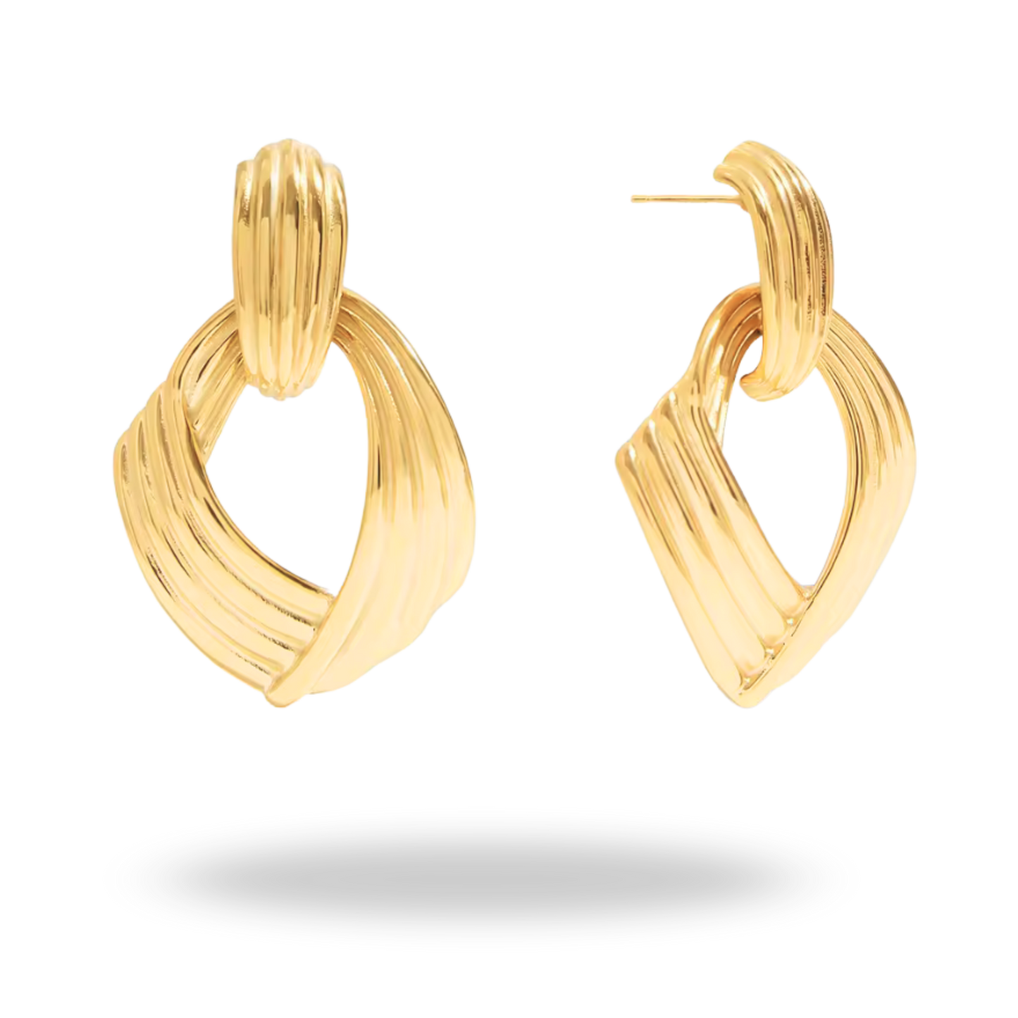 Pendientes dorados “Aurora” – Geometría minimalista en acero inoxidable 18K