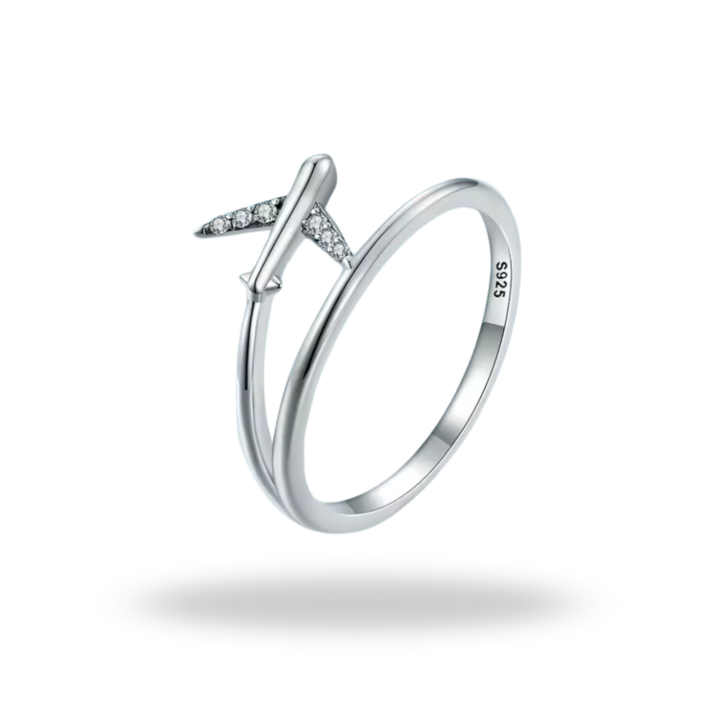Anillo de avión en plata 925 | circonitas