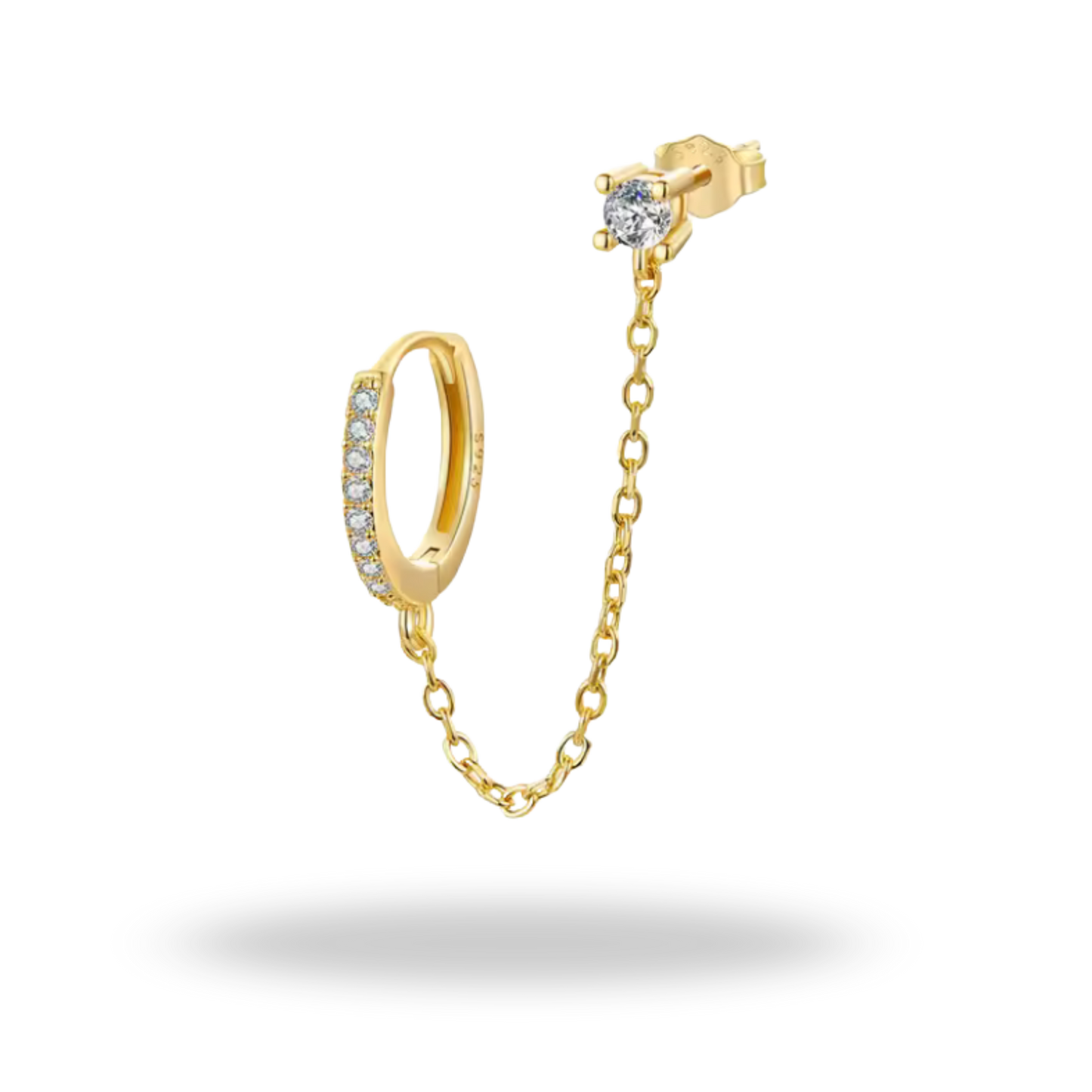 Pendientes dorados S925 | cadena y circonitas