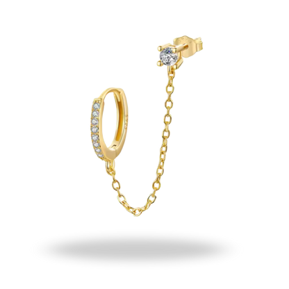 Pendientes dorados S925 | cadena y circonitas