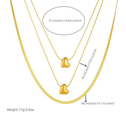 Collar Corazón Dorado Multicapa en Acero Inoxidable 316L – Estilo y Resistencia