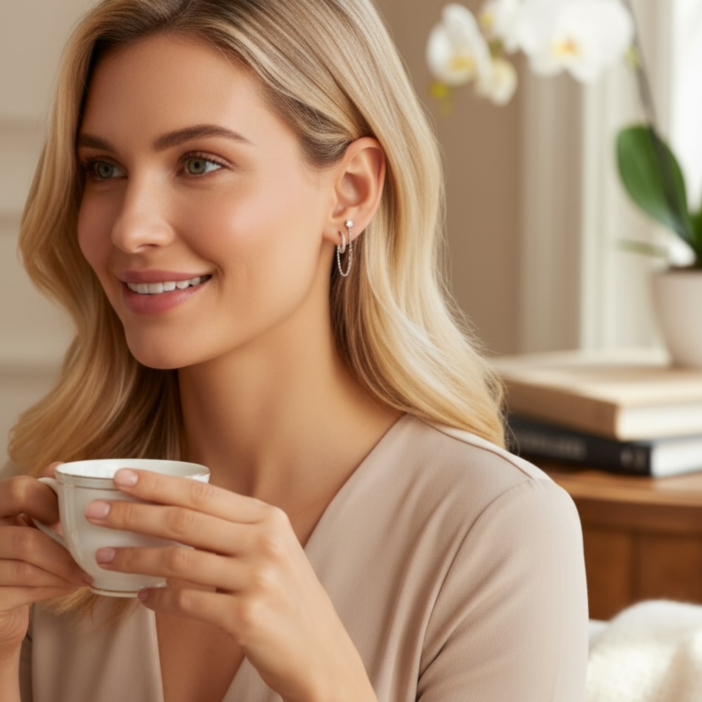 Pendientes dorados S925 | cadena y circonitas