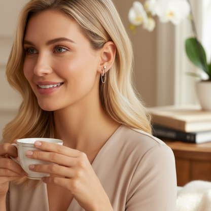 Pendientes dorados S925 | cadena y circonitas