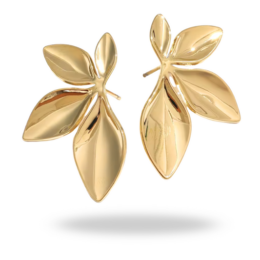 Pendientes hoja dorada en acero inoxidable | Antialérgicos, resistentes al agua, estilo elegante