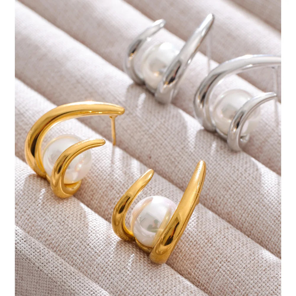 Pendientes Orbit Pearl: Vanguardia y Pureza