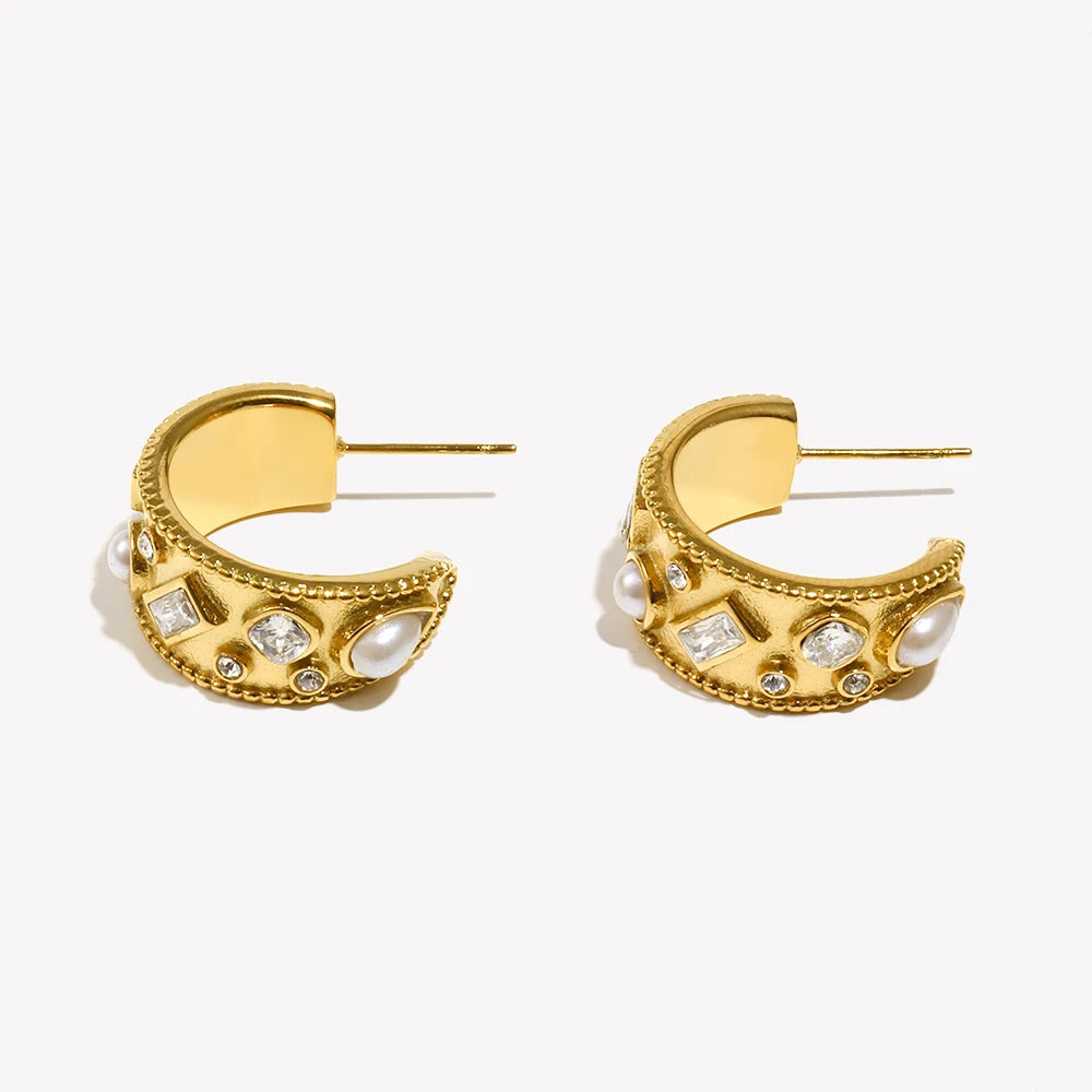 Pendientes "Grand Muse" – Aros Reales con Perlas & Cristales