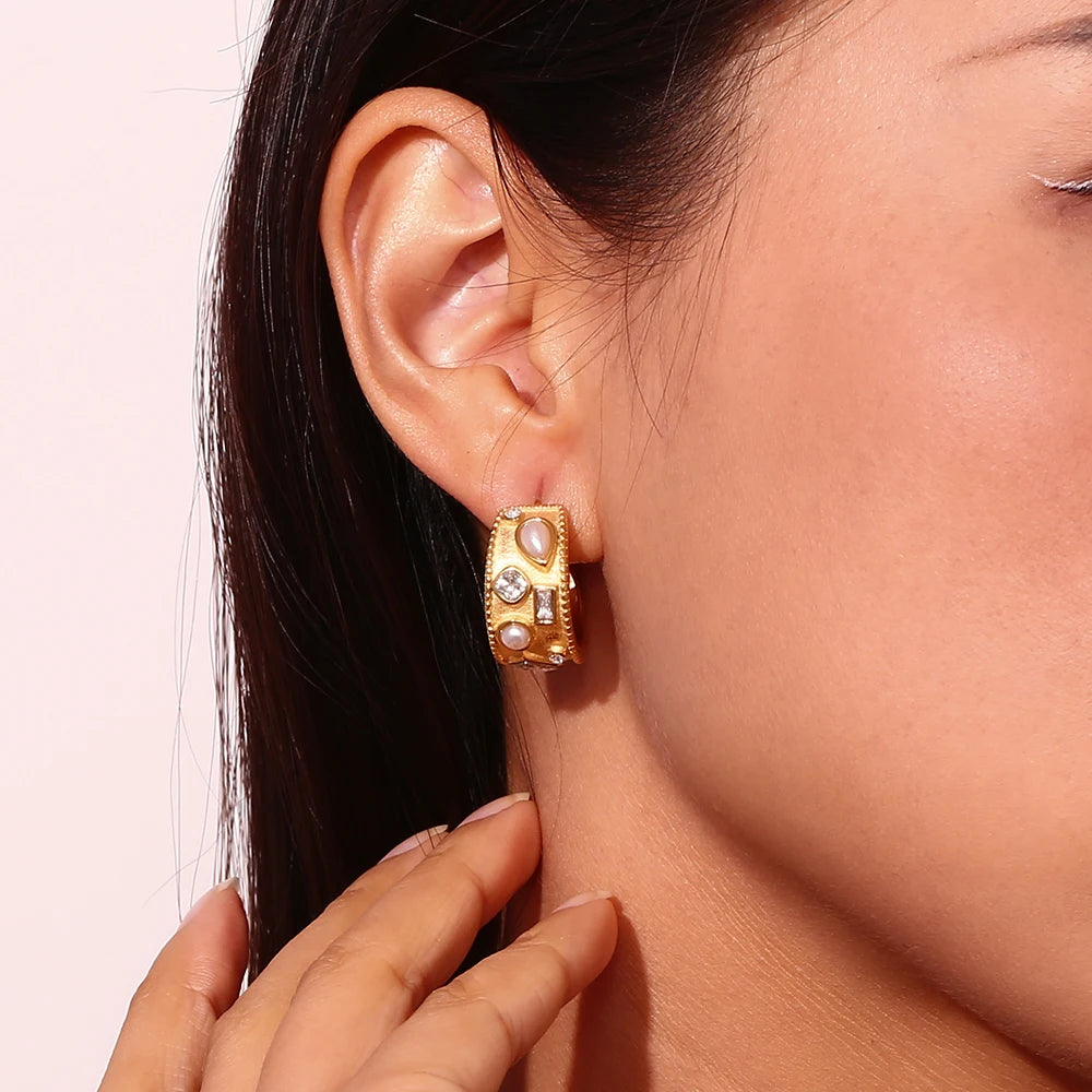 Pendientes "Grand Muse" – Aros Reales con Perlas & Cristales