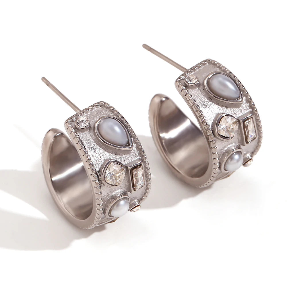 Pendientes "Grand Muse" – Aros Reales con Perlas & Cristales