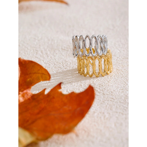 Anillo Wave Mesh: Escultura Geométrica y Fluida