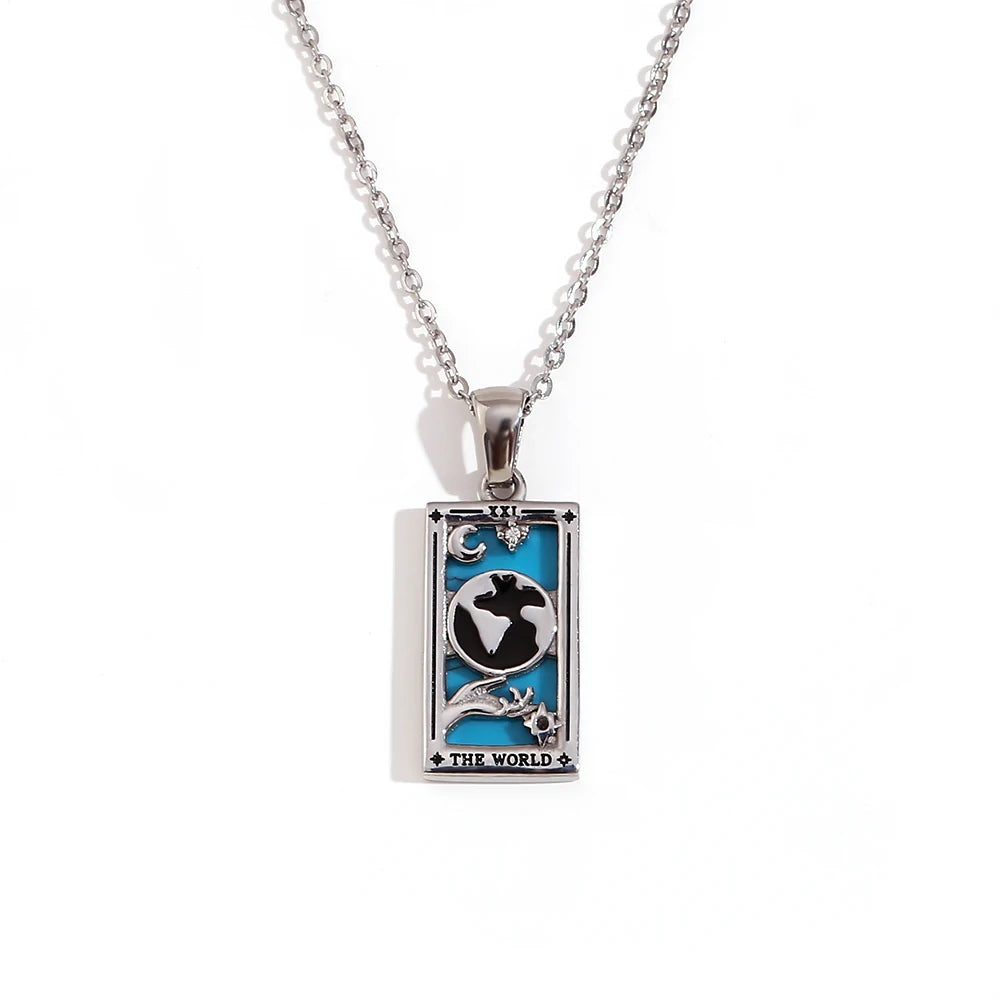 Collar Carta del Tarot "The Star" – Acero Inoxidable Bañado en Oro 18k