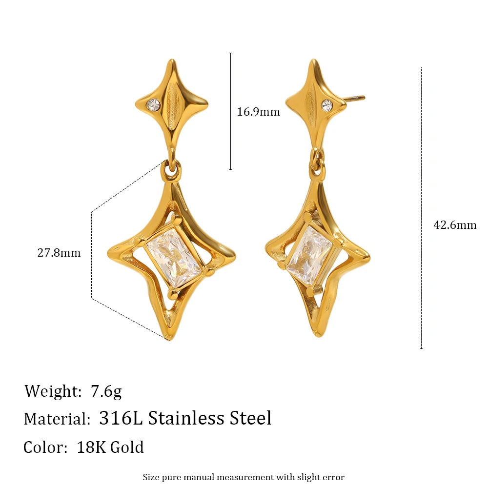 Pendientes "Polaris Glow" – Estrellas Geométricas con Zirconia