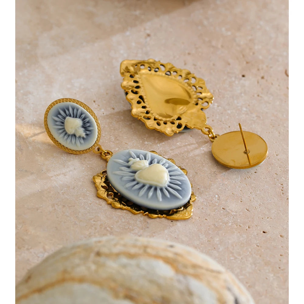 Pendientes "Sacré Coeur" – Romance Vintage en Azul Pastel