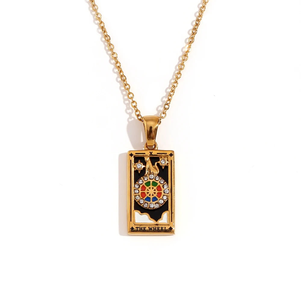 Collar Carta del Tarot "The Star" – Acero Inoxidable Bañado en Oro 18k