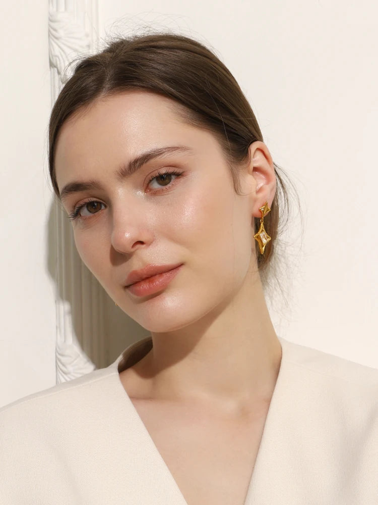 Pendientes "Polaris Glow" – Estrellas Geométricas con Zirconia