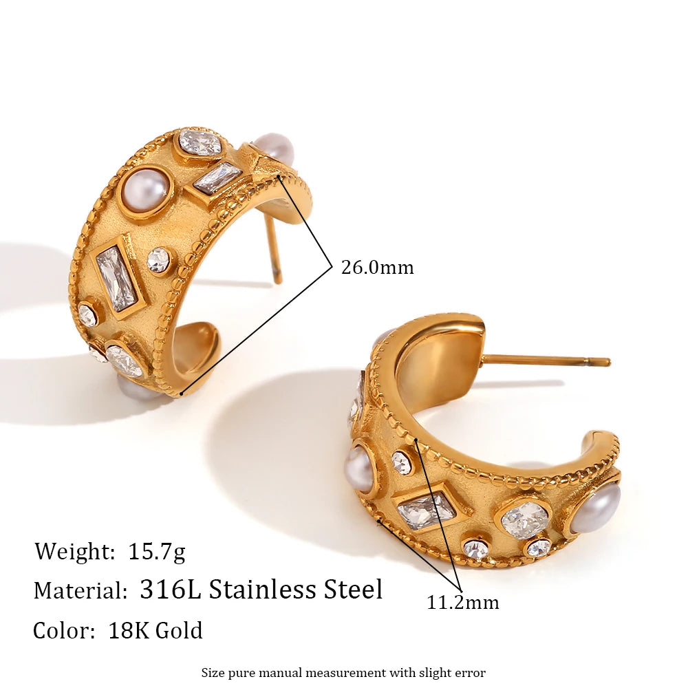 Pendientes "Grand Muse" – Aros Reales con Perlas & Cristales