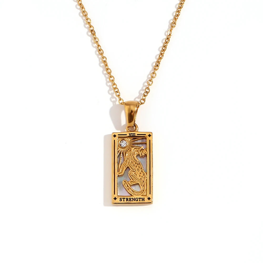 Collar Carta del Tarot "The Star" – Acero Inoxidable Bañado en Oro 18k