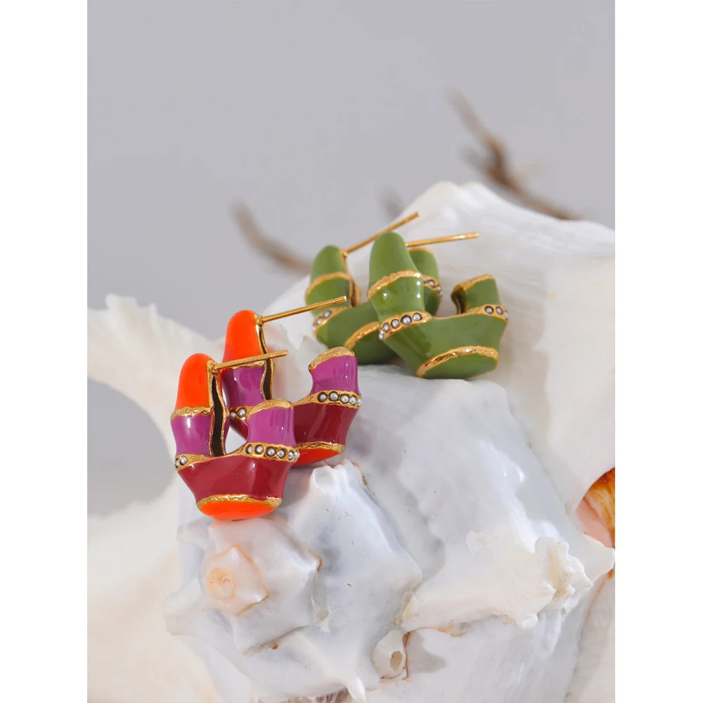 Aros "Candy Bamboo" – Dulzura y Estilo en Esmalte Pastel