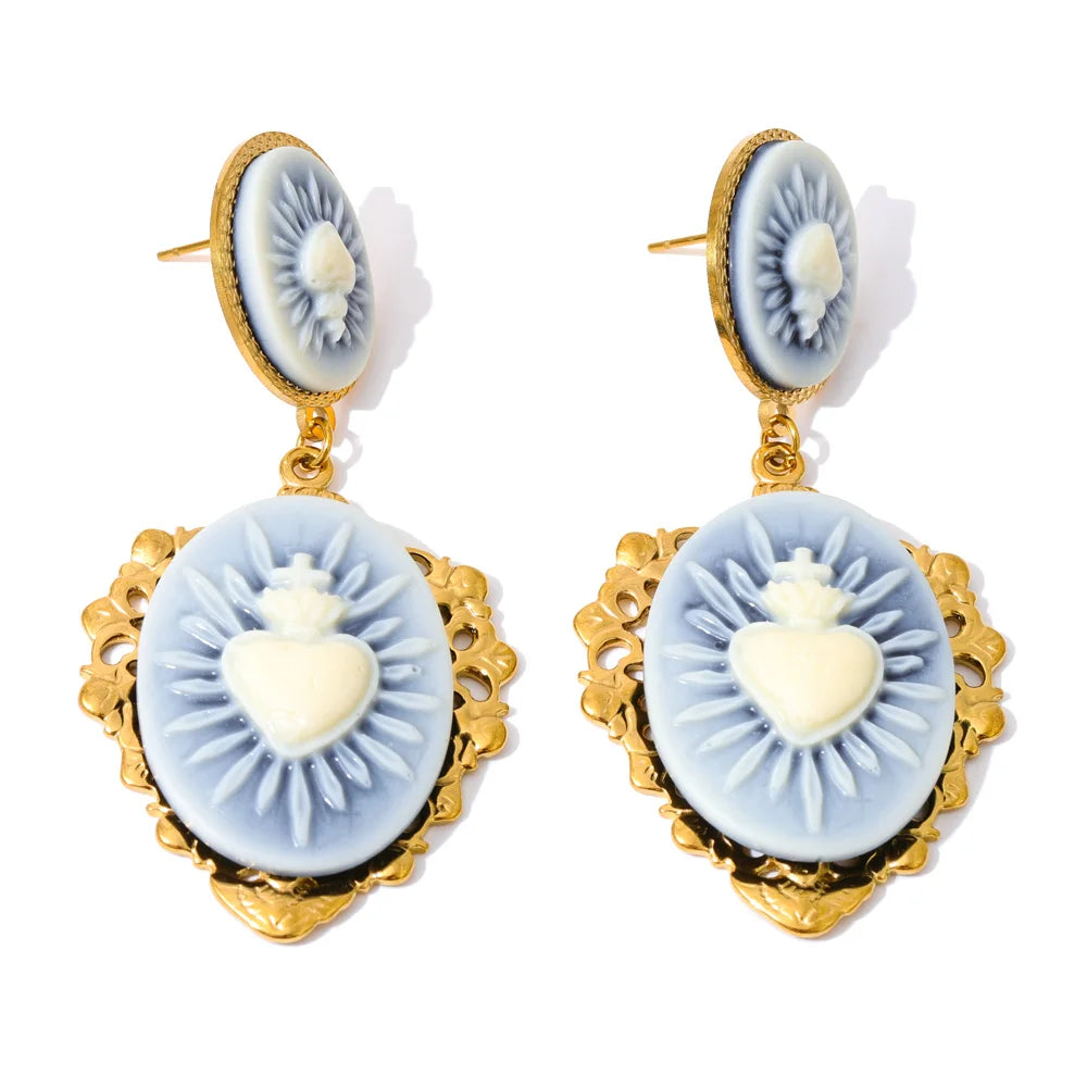 Pendientes "Sacré Coeur" – Romance Vintage en Azul Pastel