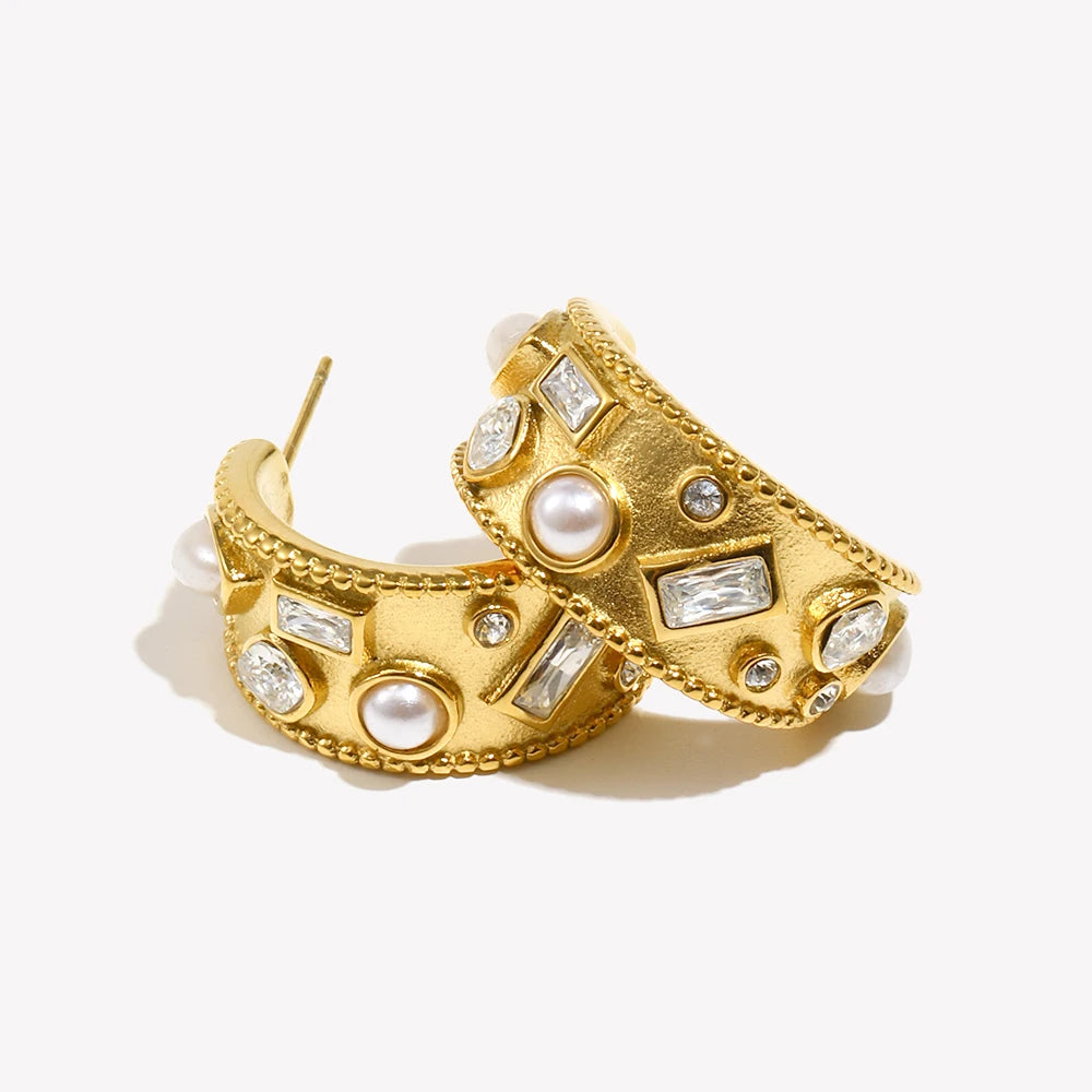 Pendientes "Grand Muse" – Aros Reales con Perlas & Cristales