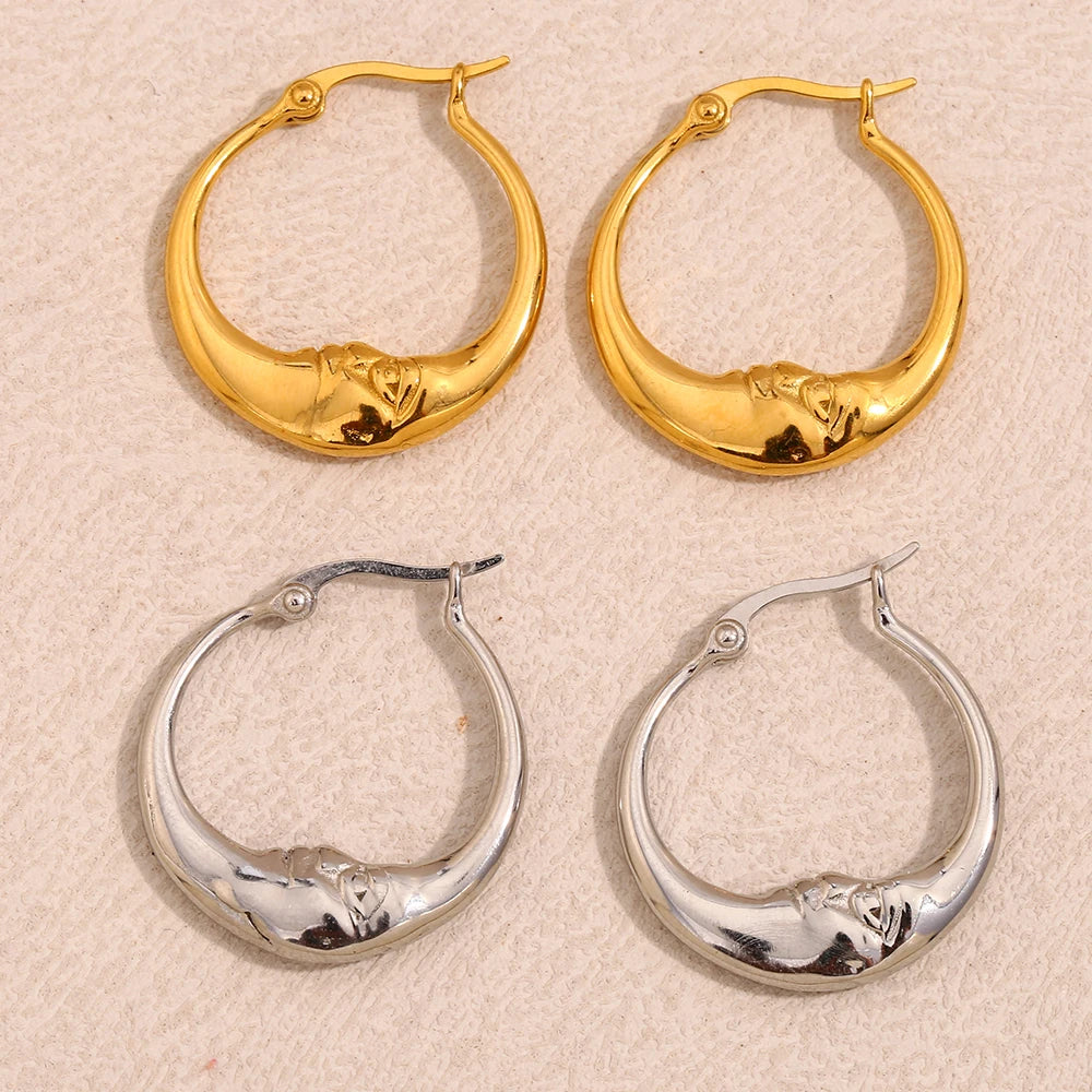 Pendientes "Midnight Muse" – Aros Luna Abstracta