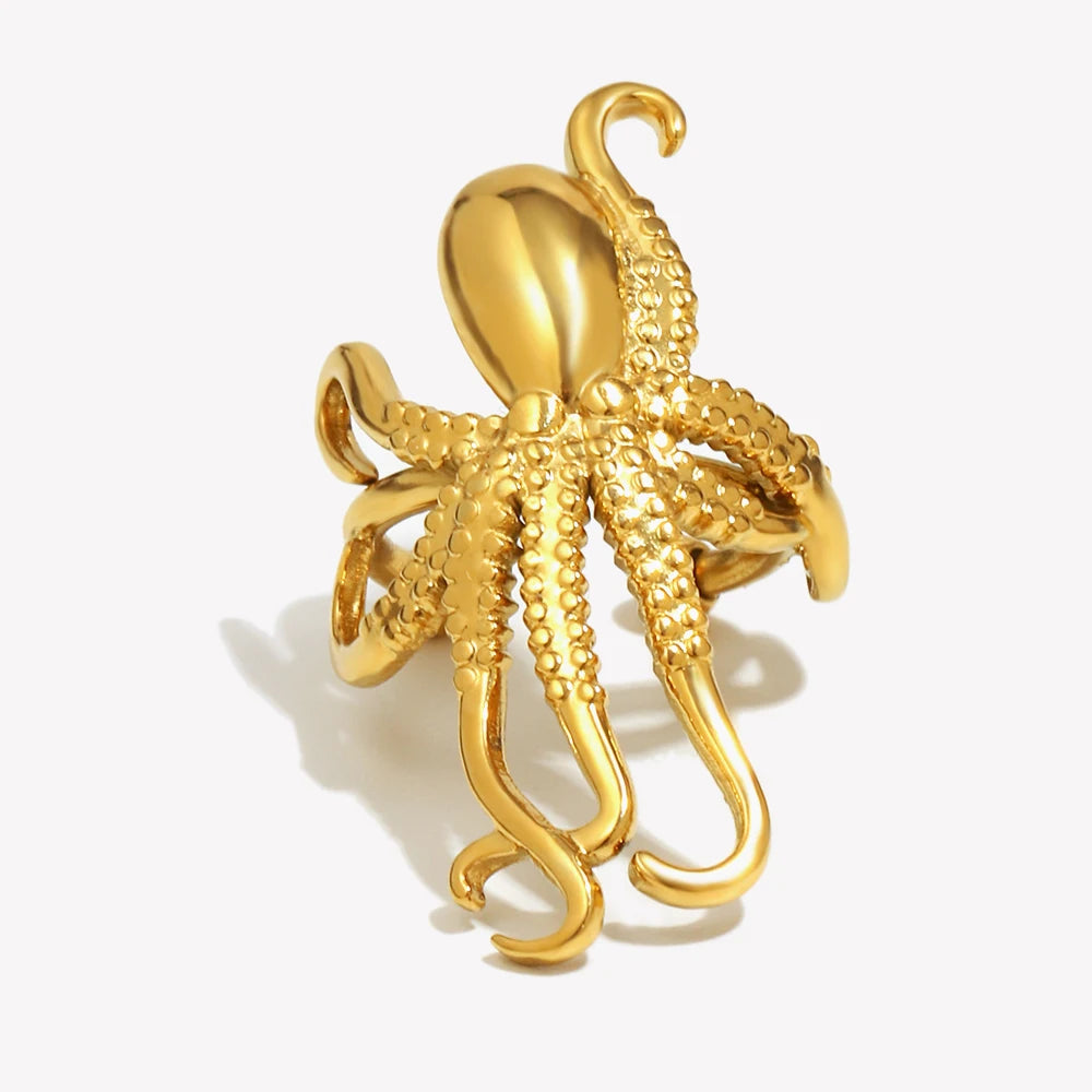 Ear Cuff "Octopus Spirit" – Oro 18K & Diseño Oceánico