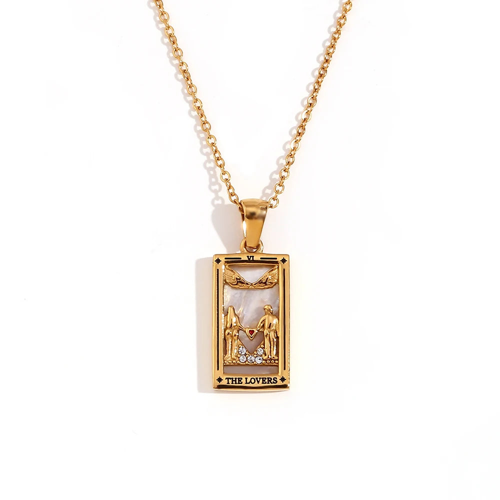 Collar Carta del Tarot "The Star" – Acero Inoxidable Bañado en Oro 18k
