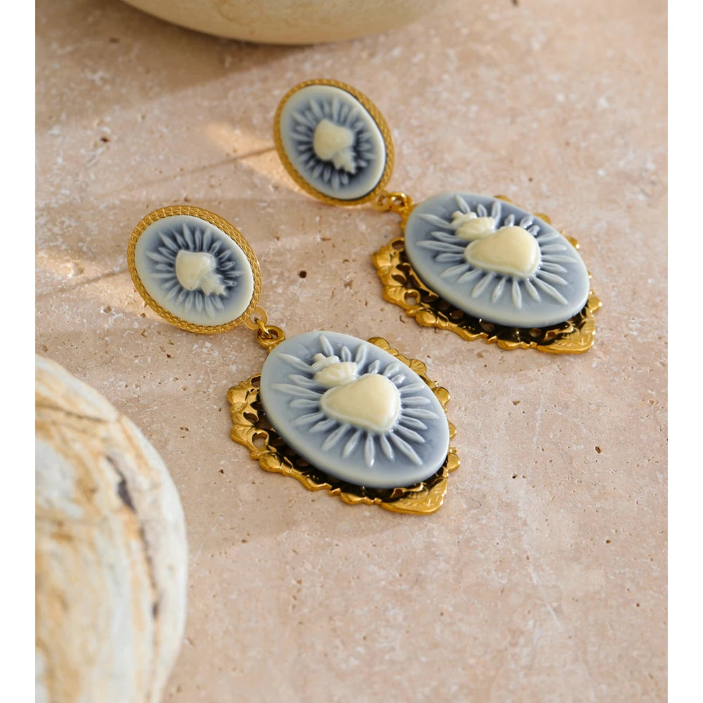 Pendientes "Sacré Coeur" – Romance Vintage en Azul Pastel
